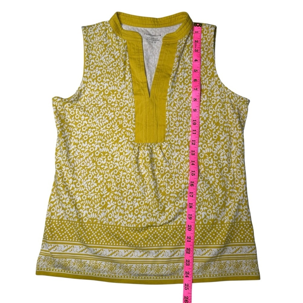 Charter Club Women's Yellow Floral Sleeveless Top Size M - Picture 4 of 6